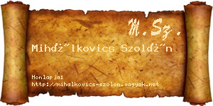 Mihálkovics Szolón névjegykártya